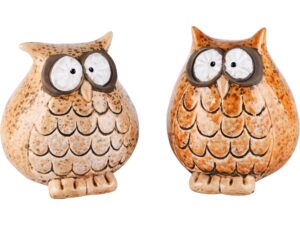 Hibou Fred Marron 13x13x14cm