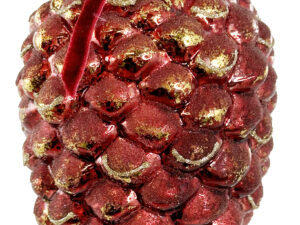 Cône rond en verre antique brillant rouge doré orné de perles, 14 cm - lot de 2