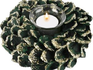 Bougeoir de table vert/or