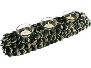 Bougeoir de table longue vert/or