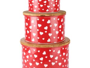 Tonneau métal et couvercle en bois motif cœurs